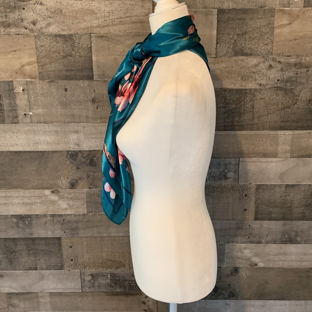 Elegant Floral Scarf Square Floral Scarf - Picture 4 of 16